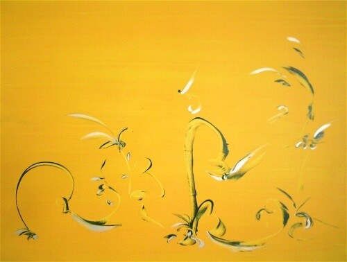Peinture intitulée "Bamboo" par Delphine Bernard, Œuvre d'art originale, Huile