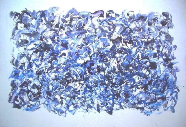 Painting titled "fresque bleue batz" by Delphine Bernard, Original Artwork, Oil