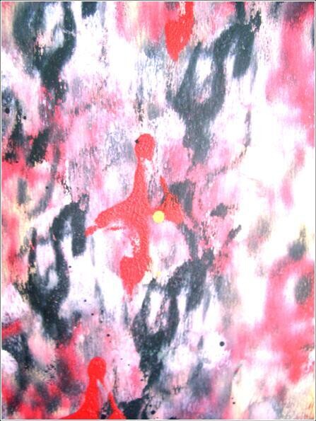 Painting titled "Red 02" by Delphine Bernard, Original Artwork