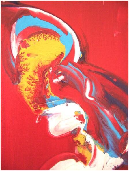 Painting titled "Red 06" by Delphine Bernard, Original Artwork
