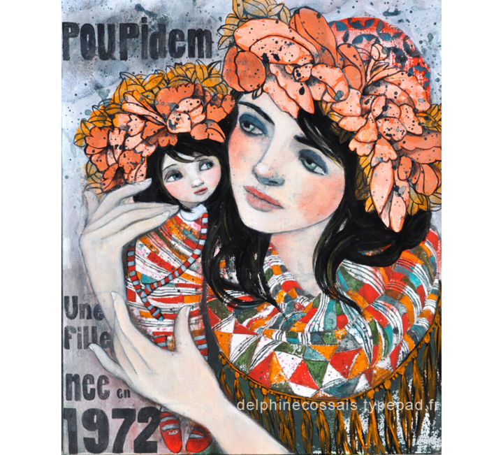 Pintura titulada "Poupidem 1972" por Delphine Cossais, Obra de arte original, Acrílico