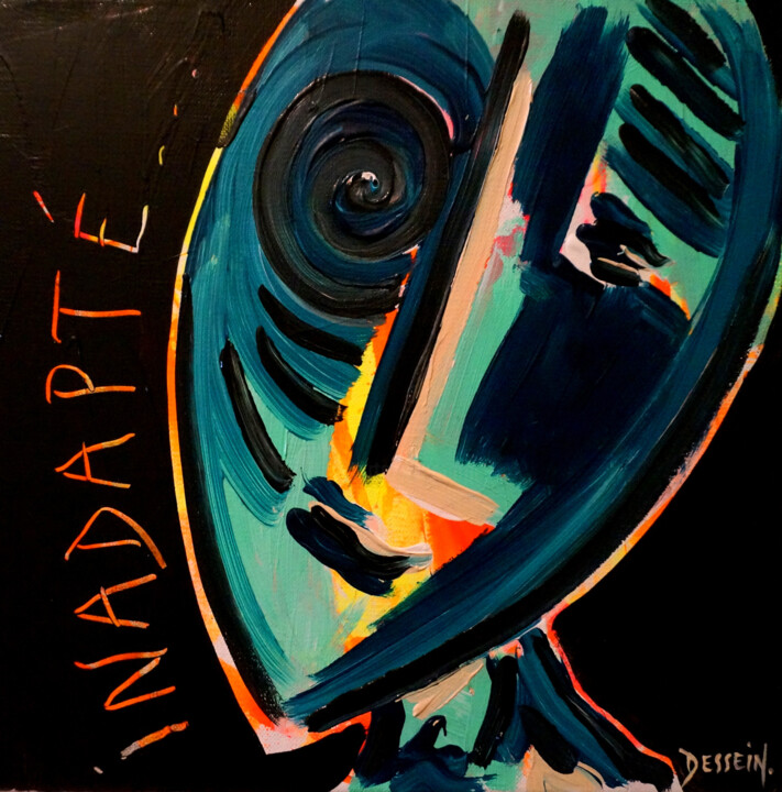 Painting titled "Inadapté (3)" by Delphine Dessein, Original Artwork, Acrylic