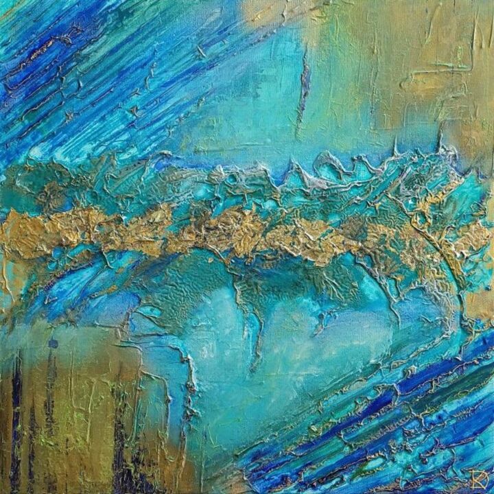 Painting titled "Tourbillon d'eau" by Delphine Kammerlocher, Original Art, Acrylic Mounted on Stretcher frame