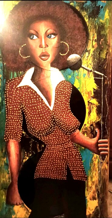 Painting titled "Chanteuse Jazz" by Delphine Portier, Original Artwork, Acrylic