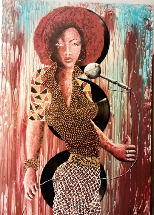 Pintura intitulada "Jazz Woman" por Delphine Portier, Obras de arte originais, Acrílico