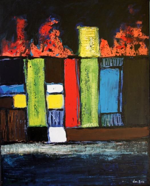 Painting titled "City" by Delphine Mabed, Original Artwork, Oil