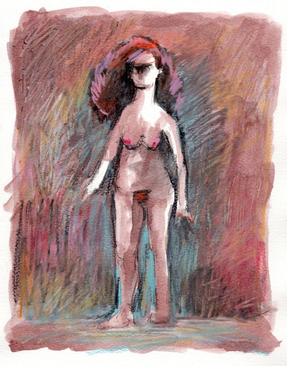 Painting titled "2016 04 16 Rousse.j…" by Delphine Mabed, Original Artwork, Watercolor