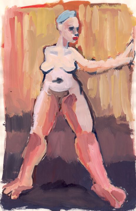 Painting titled "Le turban.jpg" by Delphine Mabed, Original Artwork, Gouache