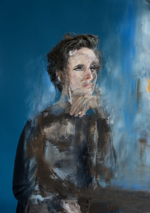 Arte digital titulada "L'attente" por Delphine Perrin, Obra de arte original, Foto-montaje Montado en Aluminio