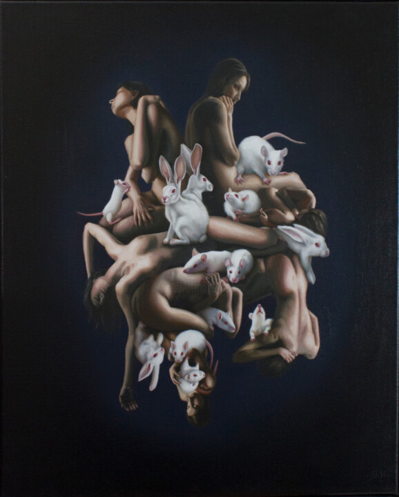 Peinture intitulée "The Nightmare" par Delphyne Veyrat D'Urbet, Œuvre d'art originale, Huile Monté sur Châssis en bois