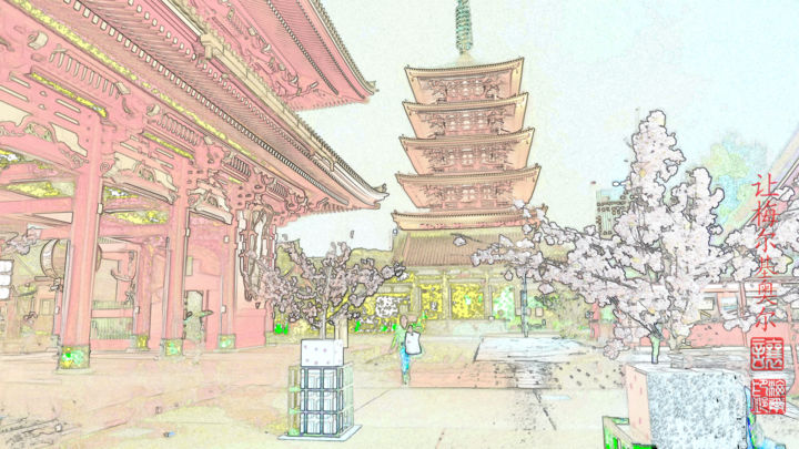 Digital Arts titled "Le Senso-Ji Temple…" by Jamy Delpias, Original Artwork
