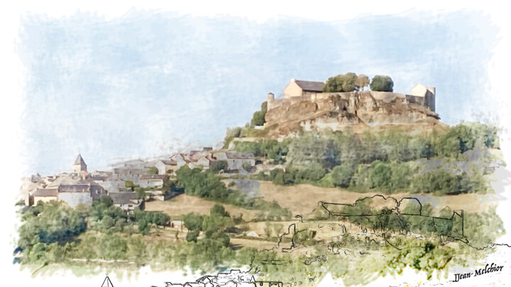 Digital Arts titled "Sévérac d'Aveyron" by Jamy Delpias, Original Artwork, Digital Painting
