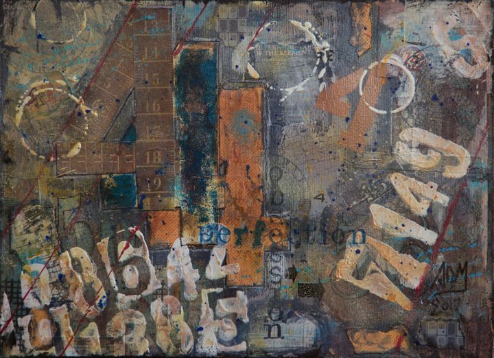 Collagen mit dem Titel "OBSESSION" von Alessandro De Mariassevich, Original-Kunstwerk, Acryl Auf Andere starre Platte montie…