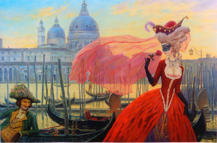 Painting titled "Венецианская роза" by Evgeny Demakov, Original Artwork, Oil