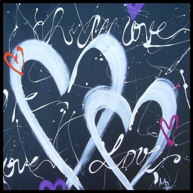 Peinture intitulée "Coeur 60 x 60" par Demaria, Œuvre d'art originale