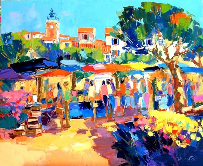 Painting titled "MARCHE PROVENCAL A…" by Alain Demarte, Original Artwork, Oil