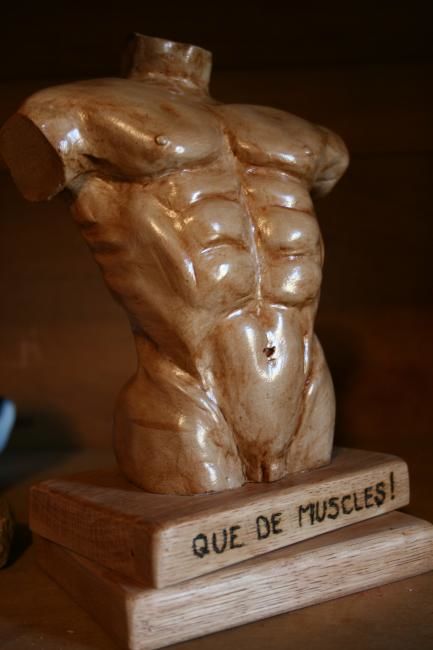 Sculpture titled ""Que de muscles!"" by Magda, Original Artwork, Terra cotta