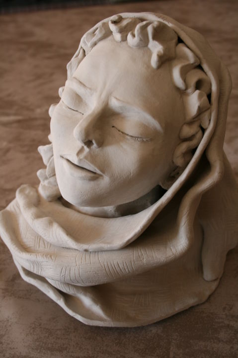 Sculpture titled ""Prière"" by Magda, Original Artwork, Terra cotta