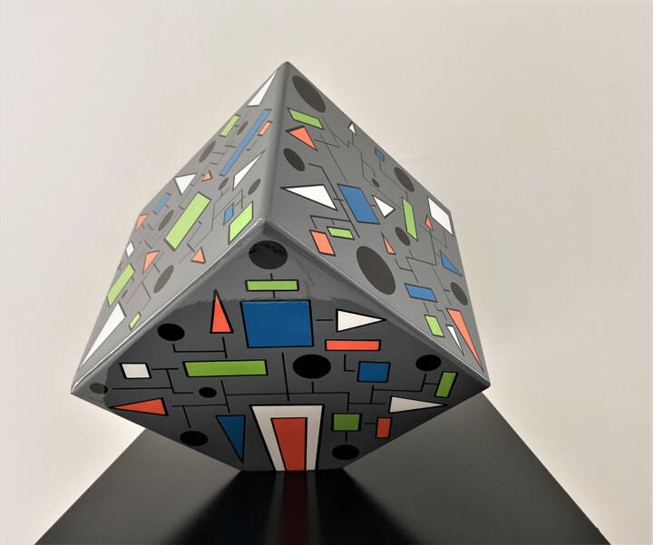 Sculpture intitulée "Color cube Electric…" par Rémy Demestre, Œuvre d'art originale, Acrylique