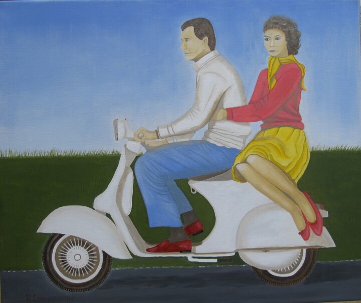 Painting titled "ΒΕΣΠΑ" by Demetres Stauropoulos, Original Artwork, Oil