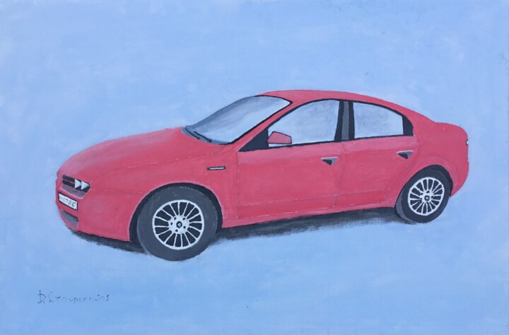 Painting titled "Alfa Romeo" by Demetres Stauropoulos, Original Artwork, Acrylic Mounted on Wood Stretcher frame