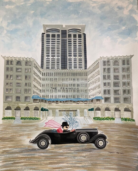 Painting titled "半島酒店" by Demi Ng, Original Artwork, Watercolor