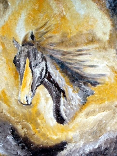 Painting titled "Paard  kop" by Demitriokunstenaar, Original Artwork, Oil
