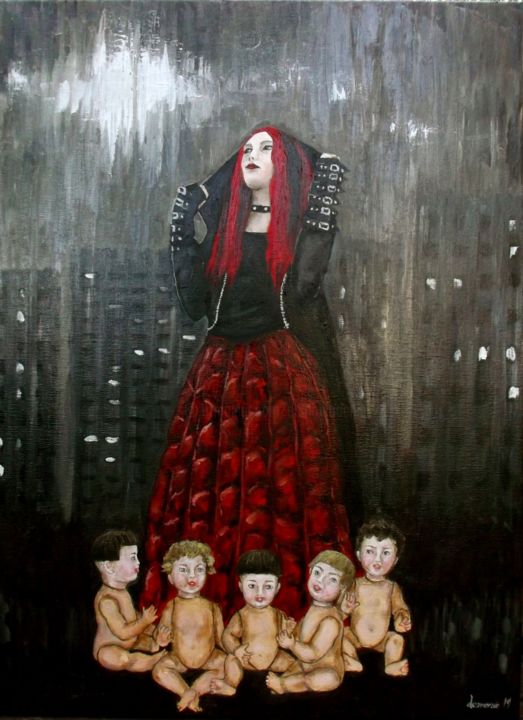 「Elevación a los cie…」というタイトルの絵画 Yolanda Molina Brañas (demonio)によって, オリジナルのアートワーク, オイル