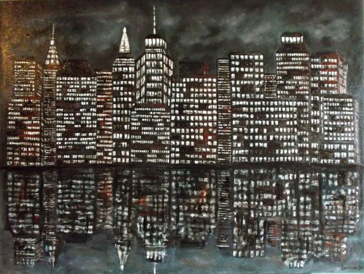 Pintura titulada "Reflejo nocturno /…" por Yolanda Molina Brañas (demonio), Obra de arte original, Oleo