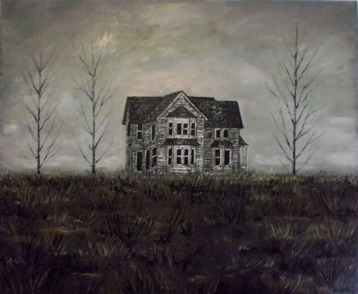 Pintura titulada "casa abandonada. Ol…" por Yolanda Molina Brañas (demonio), Obra de arte original, Oleo
