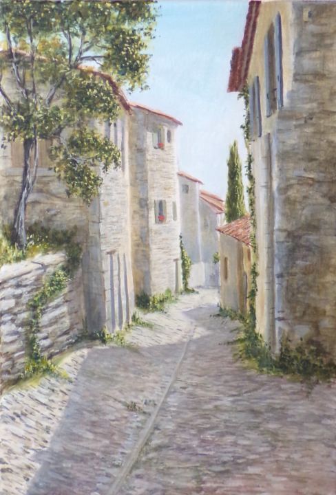 Painting titled "ruelle de Lurs" by Philippe Demory, Original Artwork, Acrylic