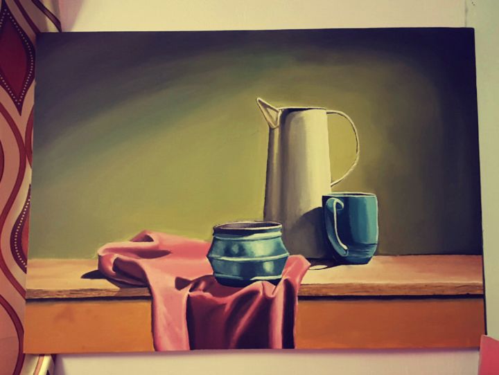 Pintura titulada "on the table" por Dem-Rama, Obra de arte original, Acrílico