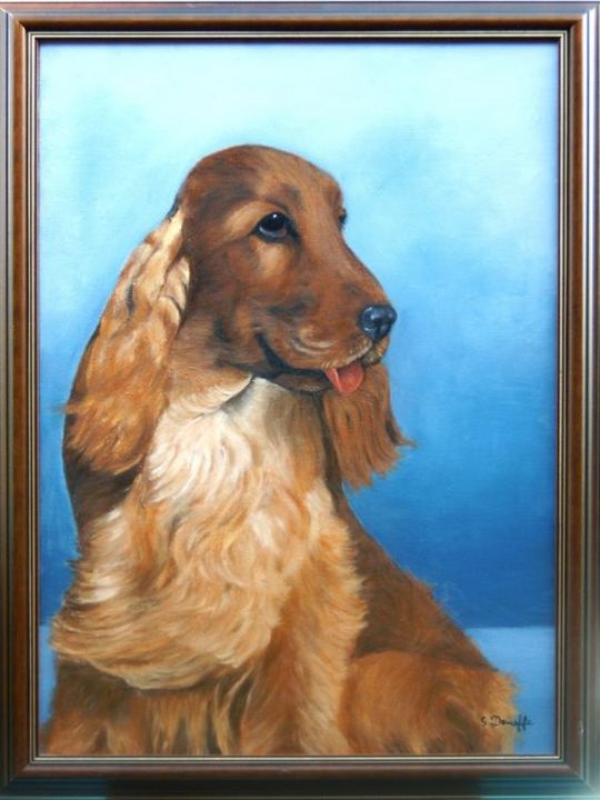 Peinture intitulée "Cocker Anglais" par Suzanne Deneffe, Œuvre d'art originale,