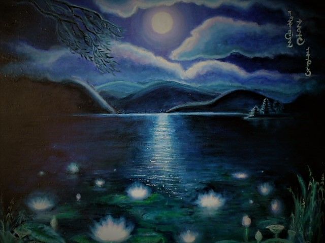 Painting titled "Blossom of white lo…" by Dengiz Zolte, Original Artwork, Acrylic