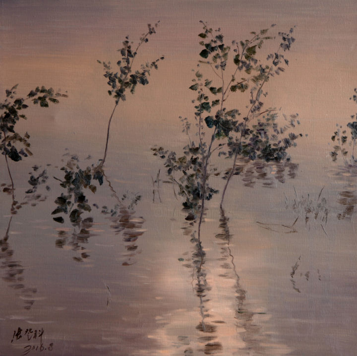Pintura intitulada "RIVER FLOWS IN YOU…" por Dengke Zhang, Obras de arte originais, Óleo
