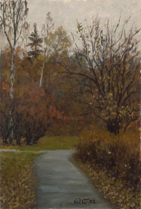 Картина под названием "Багровая осень" - Denis Glindeman, Подлинное произведение искусства, Масло