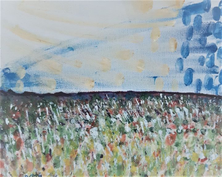 Painting titled "campo de flores" by Denise Oliveira Bello Pita (Pita), Original Art, Acrylic