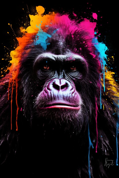 Digitale Kunst mit dem Titel "A Prismatic Gorilla…" von Denis Agati, Original-Kunstwerk, Digitale Fotografie