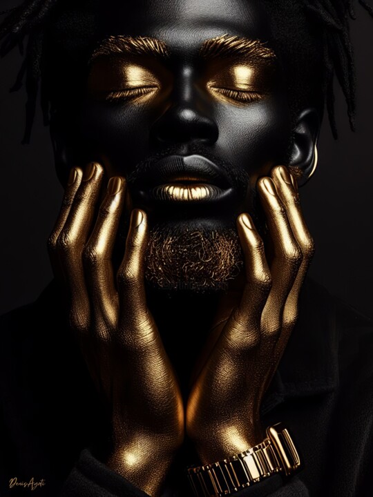 Digital Arts titled "Man with black skin…" by Denis Agati, Original Artwork, AI generated image