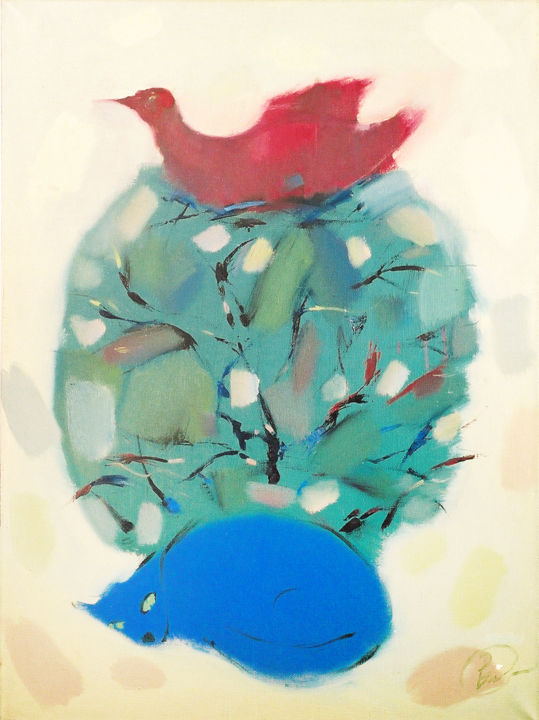 Peinture intitulée "Дерево счастья" par Denis Barsukov, Œuvre d'art originale, Huile