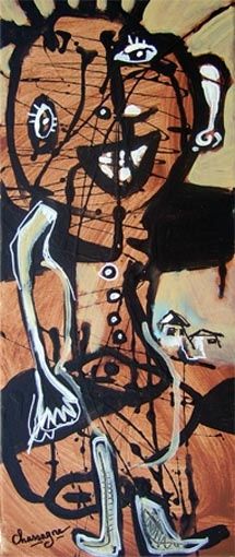 Peinture intitulée "DELPHE EN CHAUSSETES" par Denis Chassagne, Œuvre d'art originale