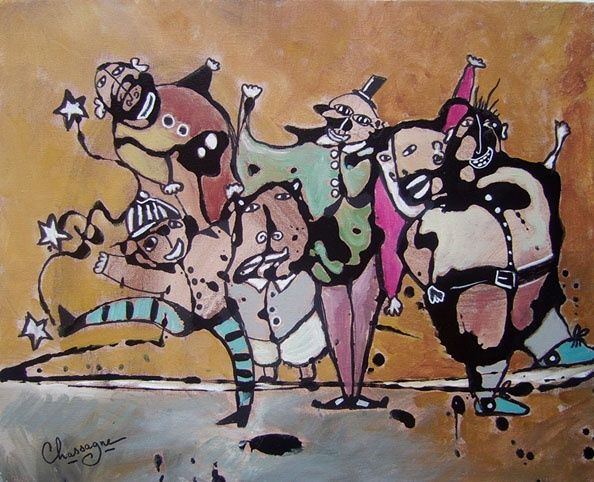 Peinture intitulée "la troupe" par Denis Chassagne, Œuvre d'art originale