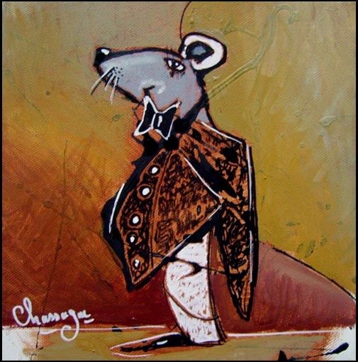 Peinture intitulée "tenue de soirée" par Denis Chassagne, Œuvre d'art originale
