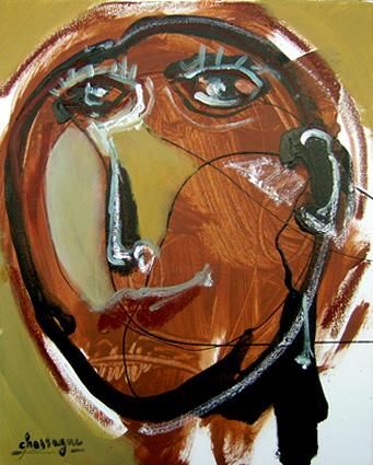 Pintura intitulada "portrait" por Denis Chassagne, Obras de arte originais