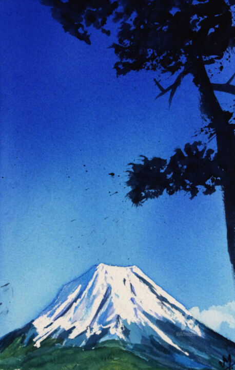 제목이 "Le mont Fuji"인 미술작품 Emilie Denis로, 원작, 수채화