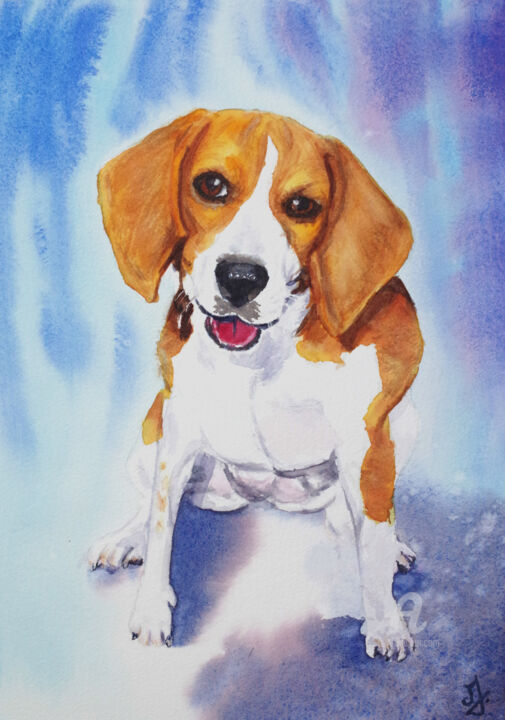 "Mila, chiot beagle" başlıklı Tablo Emilie Denis tarafından, Orijinal sanat, Suluboya
