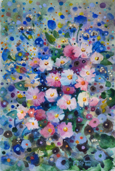Картина под названием "Симфония цвета" - Денис Филип, Подлинное произведение искусства, Акварель