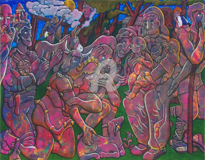 Peinture intitulée "NATIVITAT CATALANE…" par Denis Michel (2nyss), Œuvre d'art originale, Acrylique