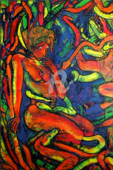 Картина под названием "Dikuntri" - Denis Michel (2nyss), Подлинное произведение искусства, Акрил Установлен на Деревянная ра…