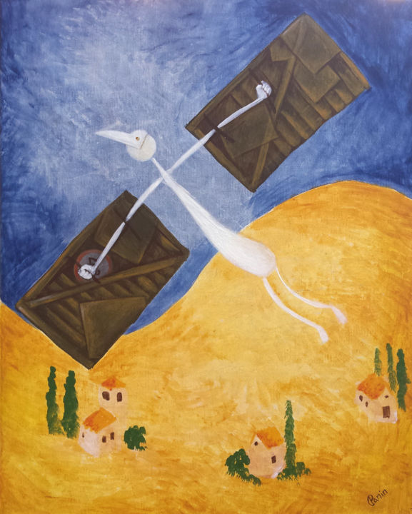 Pintura intitulada "Icarus" por Denis Panin, Obras de arte originais, Acrílico